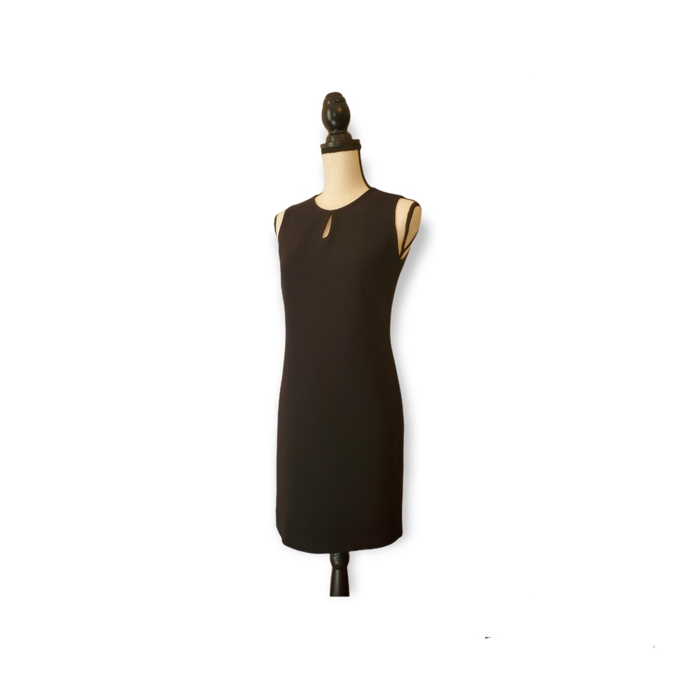 Petite Sophisticate Black dress with front keyhole, Size 4